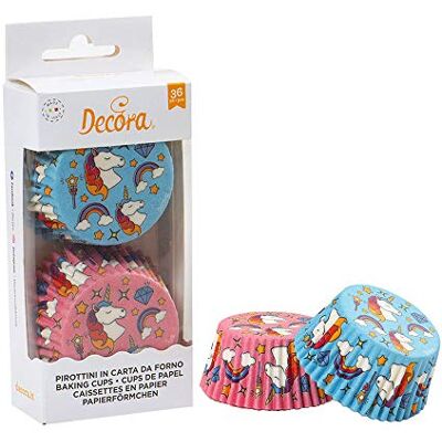 Decora 0339855 bakvormen, eenhoorn, 50 x 32 mm, blauw en roze, 36 stuks Decora 0339855 bakvormen, eenhoorn, 50 x 32 mm, blauw en roze, 36 stuks