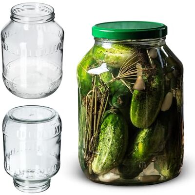 KADAX Weck Glazen inmaakpotten, 2,5 liter, diameter 100 mm, inmaakpotten, komkommer, inmaakpotten, rond, 1 stuk, zonder deksel KADAX Weck Glazen inmaakpotten, 2,5 liter, diameter 100 mm, inmaakpotten, komkommer, inmaakpotten, rond, 1 stuk, zonder deksel