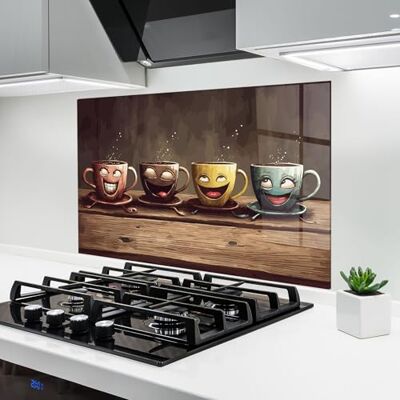 ARTHUB ® Keukenachterwand van glas, 70 x 100 cm, Coffee Faces, spatbescherming, tegelwandbekleding, glasplaat, gehard glas, levensmiddelen, koffie ARTHUB ® Keukenachterwand van glas, 70 x 100 cm, Coffee Faces, spatbescherming, tegelwandbekleding, glasplaat, gehard glas, levensmiddelen, koffie