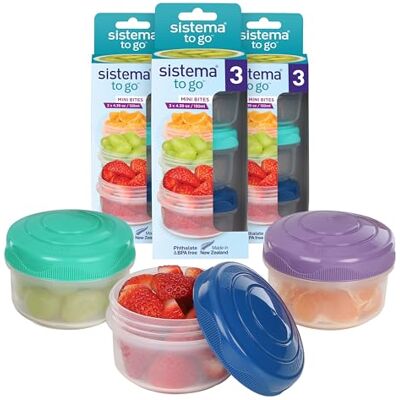 Sistema Snackpotten Mini Bites TO GO 130 ml Stapelbare Snackdozen met Deksels BPA-vrij 9 stuks Sistema Snackpotten Mini Bites TO GO 130 ml Stapelbare Snackdozen met Deksels BPA-vrij 9 stuks