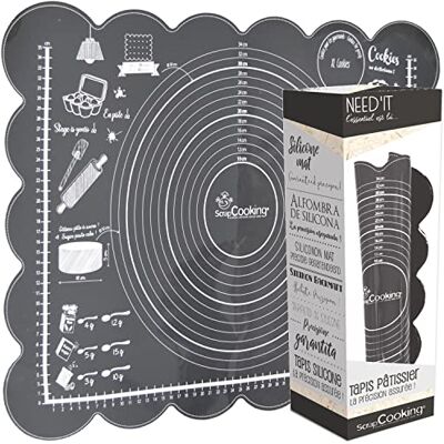 ScrapCooking Need'it bakmat van siliconen – groot formaat 60 x 43,5 cm – voor het bereiden en bakken van bakken – zacht, antislip en met afmetingen – antracietgrijs – 5254 ScrapCooking Need'it bakmat van siliconen – groot formaat 60 x 43,5 cm – voor het bereiden en bakken van bakken – zacht, antislip en met afmetingen – antracietgrijs – 5254