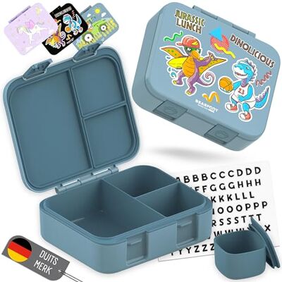 BEARFOOT Bento Box COMPACT BPA-vrije broodtrommel voor kinderen voor school & kleuterschool Lekvrije lunchbox voor meisjes & jongens (Dino's Blauw, 1.000 ml) BEARFOOT Bento Box COMPACT BPA-vrije broodtrommel voor kinderen voor school & kleuterschool Lekvrije lunchbox voor meisjes & jongens (Dino's Blauw, 1.000 ml)