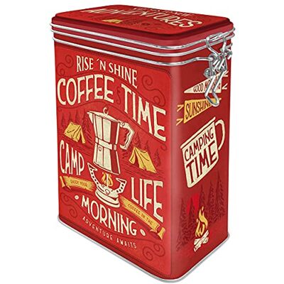 ART Camp Coffee Time Retro koffieblik, 1,3 liter, cadeau-idee voor koffiefans, container met aromadeksel, vintage design ART Camp Coffee Time Retro koffieblik, 1,3 liter, cadeau-idee voor koffiefans, container met aromadeksel, vintage design