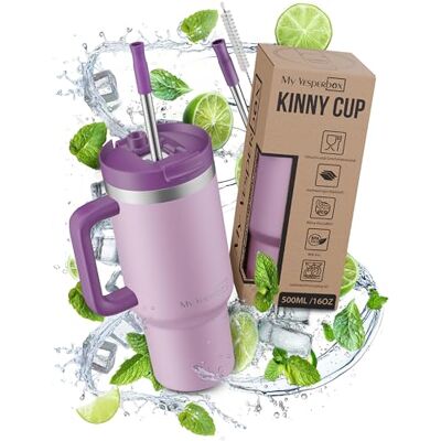 My Vesperbox Kinny Cup Thermosbeker met rietje, 500 ml, 950 ml, koffiemok om mee te nemen, roestvrij staal, BPA-vrij, melamine My Vesperbox Kinny Cup Thermosbeker met rietje, 500 ml, 950 ml, koffiemok om mee te nemen, roestvrij staal, BPA-vrij, melamine
