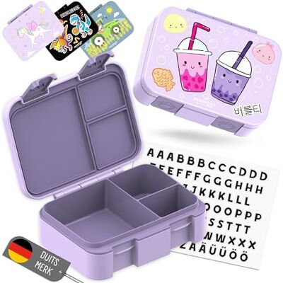 BEARFOOT Bento Box COMPACT BPA-vrije broodtrommel voor kinderen voor school & kleuterschool Lekvrije lunchbox voor meisjes & jongens (Bubble Tea Paars, 650 ml) BEARFOOT Bento Box COMPACT BPA-vrije broodtrommel voor kinderen voor school & kleuterschool Lekvrije lunchbox voor meisjes & jongens (Bubble Tea Paars, 650 ml)