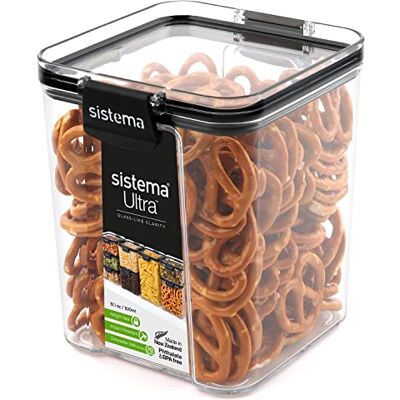 Sistema Ultra Tritan Luchtdichte voorraadcontainers, 3 vierkante kunststof voedselcontainers met deksel (1 x 1,3 l + 2 x 700 ml), stapelbaar, clipsluiting, BPA-vrij Sistema Ultra Tritan Luchtdichte voorraadcontainers, 3 vierkante kunststof voedselcontainers met deksel (1 x 1,3 l + 2 x 700 ml), stapelbaar, clipsluiting, BPA-vrij