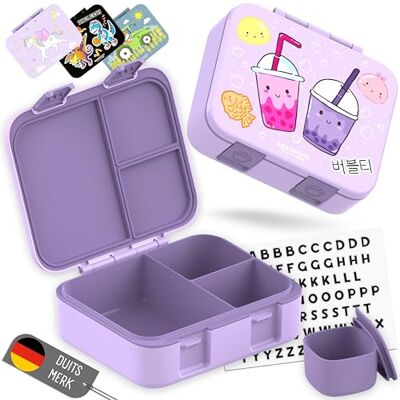 BEARFOOT Bento Box COMPACT BPA-vrije broodtrommel voor kinderen voor school & kleuterschool Lekvrije lunchbox voor meisjes & jongens (Bubble Tea Paars, 1.000 ml) BEARFOOT Bento Box COMPACT BPA-vrije broodtrommel voor kinderen voor school & kleuterschool Lekvrije lunchbox voor meisjes & jongens (Bubble Tea Paars, 1.000 ml)