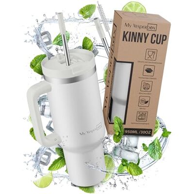 My Vesperbox Kinny Cup Geïsoleerde beker met rietje, 500, 950, 1200 ml, koffiemok om mee te nemen, thermosfles van roestvrij staal, BPA-vrij en melaminevrij My Vesperbox Kinny Cup Geïsoleerde beker met rietje, 500, 950, 1200 ml, koffiemok om mee te nemen, thermosfles van roestvrij staal, BPA-vrij en melaminevrij