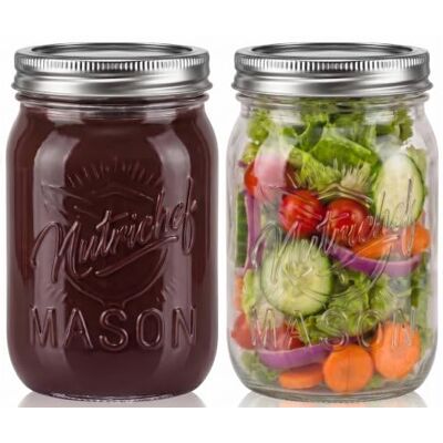 NutriChef Luchtdichte weckpotten van glas, 500 ml, 2 stuks met metalen deksels en slingers, weckpotten voor het bewaren van levensmiddelen, opslag van keuken, maaltijdvoorbereiding, jam en honing NutriChef Luchtdichte weckpotten van glas, 500 ml, 2 stuks met metalen deksels en slingers, weckpotten voor het bewaren van levensmiddelen, opslag van keuken, maaltijdvoorbereiding, jam en honing