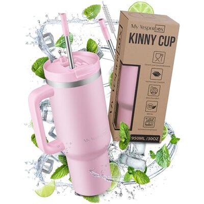 My Vesperbox Kinny Cup Drinkfles met rietje, 950 ml, deksel en beker, geïsoleerd, BPA-vrij, lekvrij, vaatwasmachinebestendig My Vesperbox Kinny Cup Drinkfles met rietje, 950 ml, deksel en beker, geïsoleerd, BPA-vrij, lekvrij, vaatwasmachinebestendig
