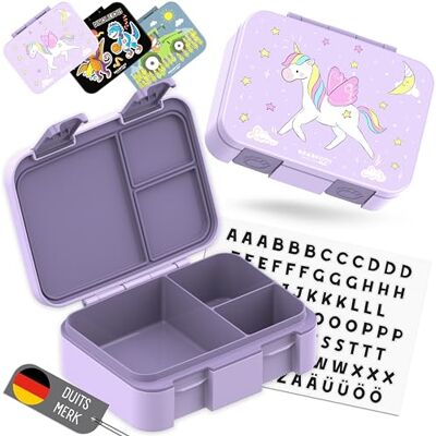 BEARFOOT Bento Box COMPACT BPA-vrije broodtrommel voor kinderen voor school & kleuterschool Lekvrije lunchbox voor meisjes & jongens (Eenhoorn Paars, 650 ml) BEARFOOT Bento Box COMPACT BPA-vrije broodtrommel voor kinderen voor school & kleuterschool Lekvrije lunchbox voor meisjes & jongens (Eenhoorn Paars, 650 ml)