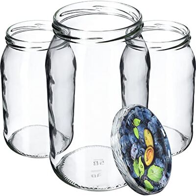 KADAX Set van 24 glazen potten van 900 ml met luchtdicht deksel voor zelfgemaakte jam, marmelade, augurken en zuurkool, pruimen KADAX Set van 24 glazen potten van 900 ml met luchtdicht deksel voor zelfgemaakte jam, marmelade, augurken en zuurkool, pruimen