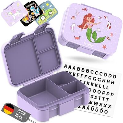 BEARFOOT Bento Box COMPACT BPA-vrije broodtrommel voor kinderen voor school & kleuterschool Lekvrije lunchbox voor meisjes & jongens (Zeemeermin Paars, 650 ml) BEARFOOT Bento Box COMPACT BPA-vrije broodtrommel voor kinderen voor school & kleuterschool Lekvrije lunchbox voor meisjes & jongens (Zeemeermin Paars, 650 ml)