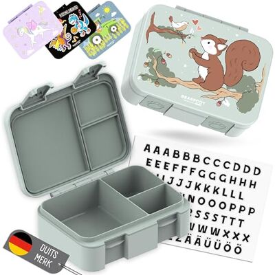 BEARFOOT Bento Box COMPACT BPA-vrije broodtrommel voor kinderen voor school & kleuterschool Lekvrije lunchbox voor meisjes & jongens (Eekhoorn Saliegroen, 650 ml) BEARFOOT Bento Box COMPACT BPA-vrije broodtrommel voor kinderen voor school & kleuterschool Lekvrije lunchbox voor meisjes & jongens (Eekhoorn Saliegroen, 650 ml)