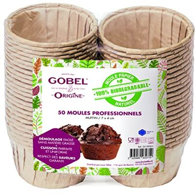 Gobel Set van 50 professionele muffins Wegwerpvormen van 100% biologisch afbreekbaar natuurlijk papier Geschikt voor oven, koelkast, vriezer gemakkelijk neutraal los te maken Gobel Set van 50 professionele muffins Wegwerpvormen van 100% biologisch afbreekbaar natuurlijk papier Geschikt voor oven, koelkast, vriezer gemakkelijk neutraal los te maken