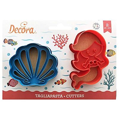 Decora 0255138 Plastic Cutter Mermaid and Shell 2, kunststof Decora 0255138 Plastic Cutter Mermaid and Shell 2, kunststof