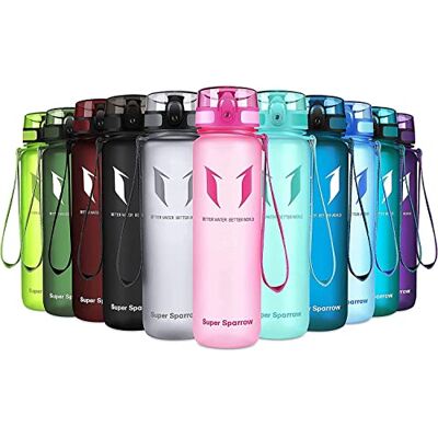 Super Sparrow waterfles, drinkfles, BPA-vrij, geschikt voor sporten, wandelen, school, kantoor, buiten, 1000 ml Super Sparrow waterfles, drinkfles, BPA-vrij, geschikt voor sporten, wandelen, school, kantoor, buiten, 1000 ml