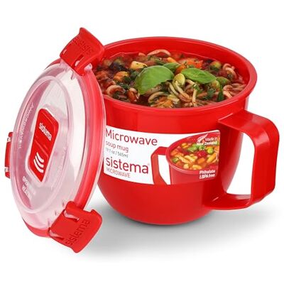 Sistema Microwave soepbeker, klein magnetronbestendige vershouddoos 565 ml BPA-vrij rood Sistema Microwave soepbeker, klein magnetronbestendige vershouddoos 565 ml BPA-vrij rood