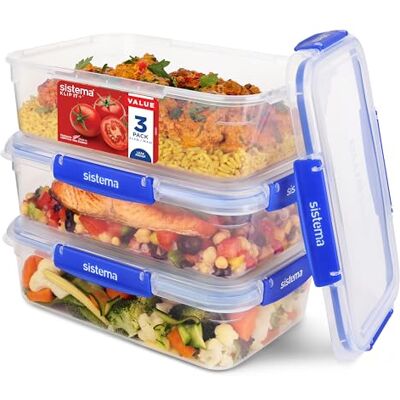 Sistema Klip It Set van 3 voedselopslagcontainers van 2 liter, maaltijd- en voedselbereiding, magnetronbestendig, vriezer, geschikt voor vaatwasser, BPA-vrij, CH257 Sistema Klip It Set van 3 voedselopslagcontainers van 2 liter, maaltijd- en voedselbereiding, magnetronbestendig, vriezer, geschikt voor vaatwasser, BPA-vrij, CH257