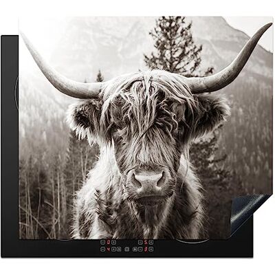 KitchenYeah © Beschermplaat, mat voor inductie, 60 x 52 cm, decoratie, keuken, glasbescherming, voor keuken, Schotse Highlander, koe, dieren, zwart, wit KitchenYeah © Beschermplaat, mat voor inductie, 60 x 52 cm, decoratie, keuken, glasbescherming, voor keuken, Schotse Highlander, koe, dieren, zwart, wit