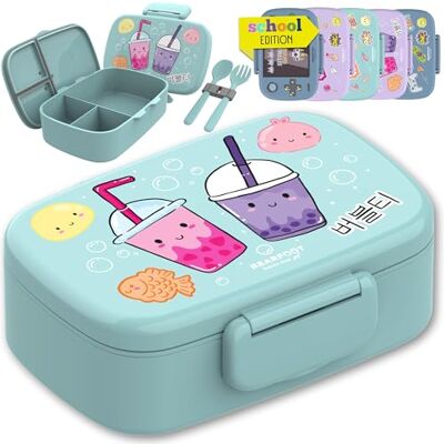 BEARFOOT Lunchbox voor kinderen met vakken, waterdichte box (BubbleTea-mint) BEARFOOT Lunchbox voor kinderen met vakken, waterdichte box (BubbleTea-mint)