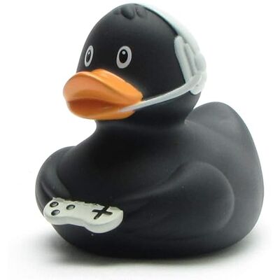 Duckshop Zwarte gamer badeend I inclusief sleutelhanger L: 10 cm Duckshop Zwarte gamer badeend I inclusief sleutelhanger L: 10 cm