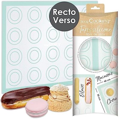 ScrapCooking Bakmat macarons, kool & eclairs Silicone bakmat Geperforeerde bakmat 30 x 40 cm Glasvezeldoek Anti-aanbaklaag Keukenaccessoire 3181 ScrapCooking Bakmat macarons, kool & eclairs Silicone bakmat Geperforeerde bakmat 30 x 40 cm Glasvezeldoek Anti-aanbaklaag Keukenaccessoire 3181