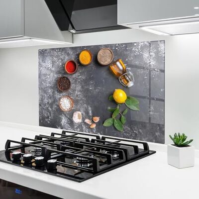 ARTHUB ® Keukenachterwand van glas, 60 x 80 cm, Seasonings With Oil, spatbescherming, glazen wandbekleding, glasplaat, gehard glas, levensmiddelen, specerijen ARTHUB ® Keukenachterwand van glas, 60 x 80 cm, Seasonings With Oil, spatbescherming, glazen wandbekleding, glasplaat, gehard glas, levensmiddelen, specerijen