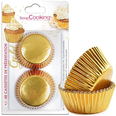 ScrapCooking Set van 48 gouden cupcakevormpjes en muffins Decoraties papieren bekers voor gebak Presentatievormpjes Goudkleurig 5068 ScrapCooking Set van 48 gouden cupcakevormpjes en muffins Decoraties papieren bekers voor gebak Presentatievormpjes Goudkleurig 5068