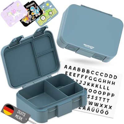 BEARFOOT Bento Box COMPACT BPA-vrije broodtrommel voor kinderen voor school & kleuterschool Lekvrije lunchbox voor meisjes & jongens (Blauw, 650 ml) BEARFOOT Bento Box COMPACT BPA-vrije broodtrommel voor kinderen voor school & kleuterschool Lekvrije lunchbox voor meisjes & jongens (Blauw, 650 ml)
