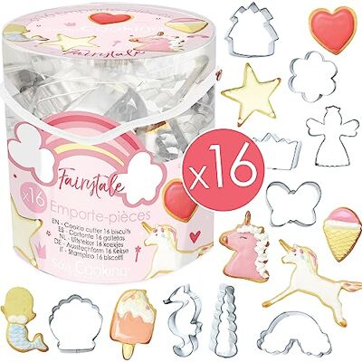 ScrapCooking Emmer met 16 uitsteekvormpjes Fairytale Koekjessnijder van metaal Kleine Cakevormen Eenhoorn, Ster, Zeemeermin Cadeau-idee voor gebak, meisjes, prinses, verjaardag 2027 ScrapCooking Emmer met 16 uitsteekvormpjes Fairytale Koekjessnijder van metaal Kleine Cakevormen Eenhoorn, Ster, Zeemeermin Cadeau-idee voor gebak, meisjes, prinses, verjaardag 2027