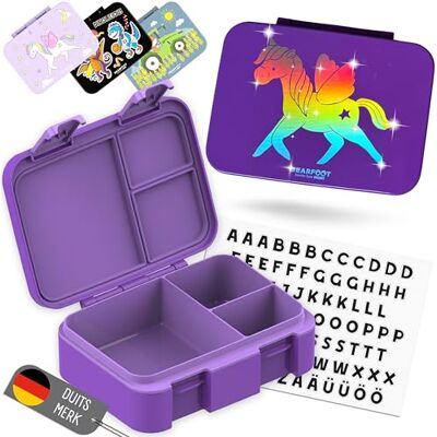 BEARFOOT Bento Box COMPACT BPA-vrije broodtrommel voor kinderen voor school & kleuterschool Lekvrije lunchbox voor meisjes & jongens (Eenhoorn Glow Lila, 650 ml) BEARFOOT Bento Box COMPACT BPA-vrije broodtrommel voor kinderen voor school & kleuterschool Lekvrije lunchbox voor meisjes & jongens (Eenhoorn Glow Lila, 650 ml)