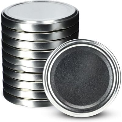 KADAX Set van 10 schroefdeksels fi82 mm metaal reservedeksel voor inmaakpotten, deksels met 6 sluittanden voor potten en weckpotten, zilver KADAX Set van 10 schroefdeksels fi82 mm metaal reservedeksel voor inmaakpotten, deksels met 6 sluittanden voor potten en weckpotten, zilver