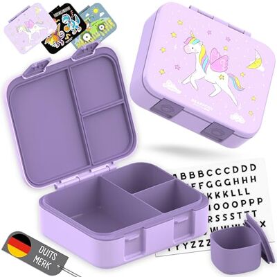 BEARFOOT Bento Box COMPACT BPA-vrije broodtrommel voor kinderen voor school & kleuterschool Lekvrije lunchbox voor meisjes & jongens (Eenhoorn Paars, 1.000 ml) BEARFOOT Bento Box COMPACT BPA-vrije broodtrommel voor kinderen voor school & kleuterschool Lekvrije lunchbox voor meisjes & jongens (Eenhoorn Paars, 1.000 ml)
