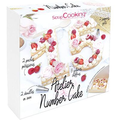 ScrapCooking SCRAP COOKING 3810 Workshop Number Cake, accessoireset voor gebak, cijfers 0 tot 9, 21 cm, met spuitmonden, zakken, gouden houders, voor dessert, verjaardagstaart en feesten, met recepten, 3810 ScrapCooking SCRAP COOKING 3810 Workshop Number Cake, accessoireset voor gebak, cijfers 0 tot 9, 21 cm, met spuitmonden, zakken, gouden houders, voor dessert, verjaardagstaart en feesten, met recepten, 3810