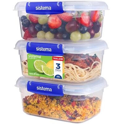 Sistema Rectangle Klip It Plus 3 Pack Food Storage Container 1 liter Sistema Rectangle Klip It Plus 3 Pack Food Storage Container 1 liter
