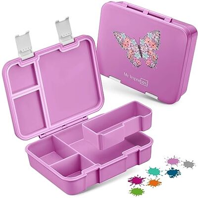 My Vesperbox Jin Bento Box kinderen lunchbox extreem robuust broodtrommel ideale broodtrommel voor kleuterschool en school (roze vlinder) My Vesperbox Jin Bento Box kinderen lunchbox extreem robuust broodtrommel ideale broodtrommel voor kleuterschool en school (roze vlinder)