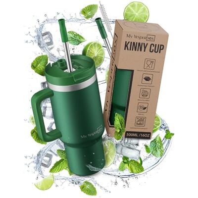 My Vesperbox Kinny Cup Roestvrijstalen thermosbeker met handvat en rietje, 500/950/1200 ml, geïsoleerde beker voor koffie, ijs en dagelijks gebruik, BPA-vrij, lekvrij, vaatwasmachinebestendig My Vesperbox Kinny Cup Roestvrijstalen thermosbeker met handvat en rietje, 500/950/1200 ml, geïsoleerde beker voor koffie, ijs en dagelijks gebruik, BPA-vrij, lekvrij, vaatwasmachinebestendig