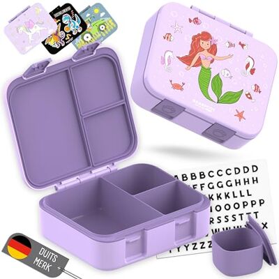 BEARFOOT Bento Box COMPACT BPA-vrije broodtrommel voor kinderen voor school & kleuterschool Lekvrije lunchbox voor meisjes & jongens (Zeemeermin Paars, 1.000 ml) BEARFOOT Bento Box COMPACT BPA-vrije broodtrommel voor kinderen voor school & kleuterschool Lekvrije lunchbox voor meisjes & jongens (Zeemeermin Paars, 1.000 ml)
