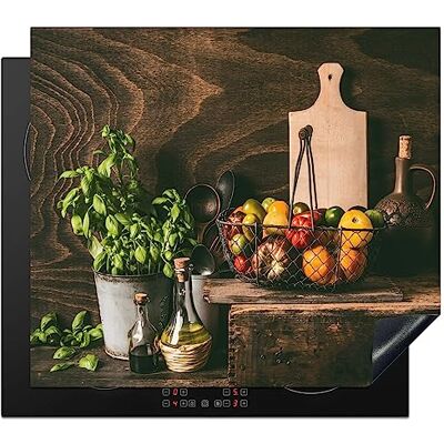 KitchenYeah © Bescherming voor inductiekookplaat, 59 x 52 cm, decoratie keuken, beschermd, vitrokeramisch, groenten, kruiden, rustiek, dode natuur, basilicum KitchenYeah © Bescherming voor inductiekookplaat, 59 x 52 cm, decoratie keuken, beschermd, vitrokeramisch, groenten, kruiden, rustiek, dode natuur, basilicum