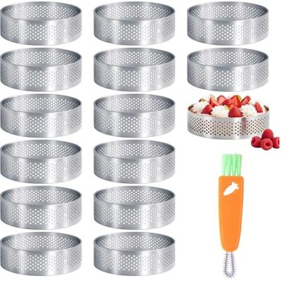 daqoupzi 15 stuks taartvormen Ø 6 cm, roestvrij staal 430, taartvormen, dessertringen 6 cm, taartvorm, geperforeerde bakringen voor mini-cakes daqoupzi 15 stuks taartvormen Ø 6 cm, roestvrij staal 430, taartvormen, dessertringen 6 cm, taartvorm, geperforeerde bakringen voor mini-cakes
