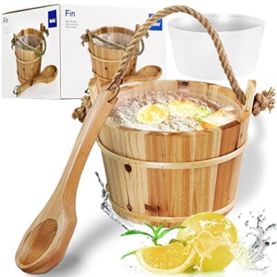 kela Sauna-emmer Ø 26 cm met pollepel van sparrenhout kela Sauna-emmer Ø 26 cm met pollepel van sparrenhout