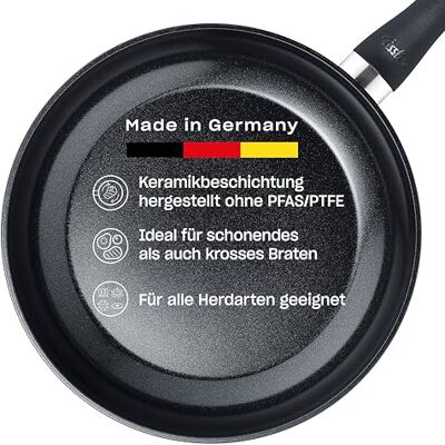 Fissler Essential Black/aluminium gecoate braadpan (20 cm) met keramische coating, gemaakt zonder PFAS/PTFE, inductie, Made in Germany Fissler Essential Black/aluminium gecoate braadpan (20 cm) met keramische coating, gemaakt zonder PFAS/PTFE, inductie, Made in Germany