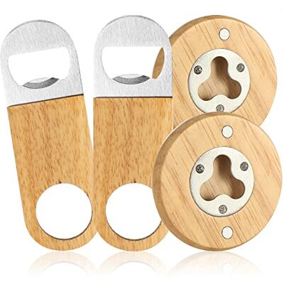 com-four ® 4 x flesopener van roestvrij staal met een handvat van natuurlijk hout com-four ® 4 x flesopener van roestvrij staal met een handvat van natuurlijk hout
