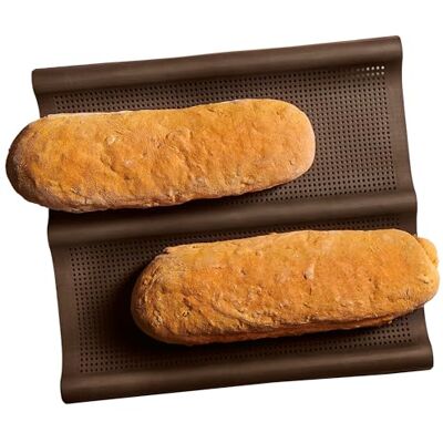 Lurch 85080 FlexiForm Ciabatta bakmat voor het maken van 2 knapperige ciabatta's van hoogwaardige platina-siliconen, bruin, 29,5 x 26 cm Lurch 85080 FlexiForm Ciabatta bakmat voor het maken van 2 knapperige ciabatta's van hoogwaardige platina-siliconen, bruin, 29,5 x 26 cm