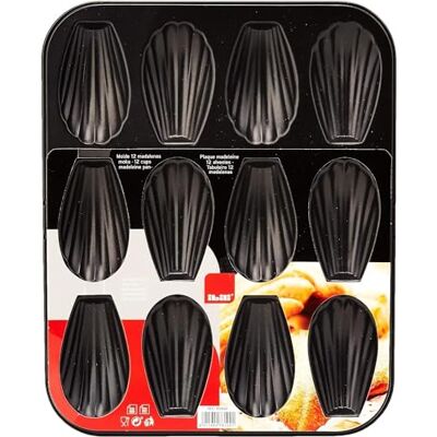 IBILI 820502 plaat met 12 Madeleines, staal, zwart, 25,9 x 20,9 x 1,4 cm IBILI 820502 plaat met 12 Madeleines, staal, zwart, 25,9 x 20,9 x 1,4 cm