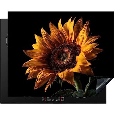 KitchenYeah © Beschermplaat, mat voor inductie, 65 x 52 cm, decoratie, keuken, glaskeramiek, voor keuken, bloemen, botanisch, zwart, zonnebloem KitchenYeah © Beschermplaat, mat voor inductie, 65 x 52 cm, decoratie, keuken, glaskeramiek, voor keuken, bloemen, botanisch, zwart, zonnebloem