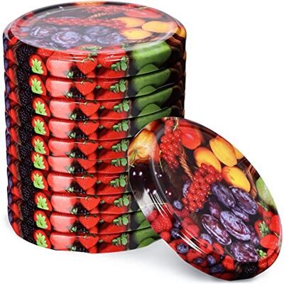 KADAX Schroefdeksel fi82 mm gedraaid deksel metaal reservedeksel voor potten deksel met 6 sluittanden voor potten en bokalen (10 stuks, fruit) KADAX Schroefdeksel fi82 mm gedraaid deksel metaal reservedeksel voor potten deksel met 6 sluittanden voor potten en bokalen (10 stuks, fruit)