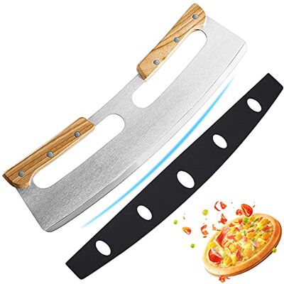 munloo Professionele pizzasnijder van roestvrij staal, 35 cm, met houten handvat, snel en zelfs professioneel pizzames munloo Professionele pizzasnijder van roestvrij staal, 35 cm, met houten handvat, snel en zelfs professioneel pizzames
