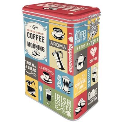 ART Retro koffieblik Coffee Collage cadeau-idee voor de keuken, container met aromadeksel in vintage design, 1,3 liter ART Retro koffieblik Coffee Collage cadeau-idee voor de keuken, container met aromadeksel in vintage design, 1,3 liter